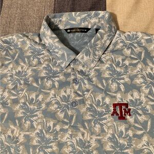 Travis Mathew Texas A&M Aggies Mens Golf Polo Shirt Sz L Floral Blue
